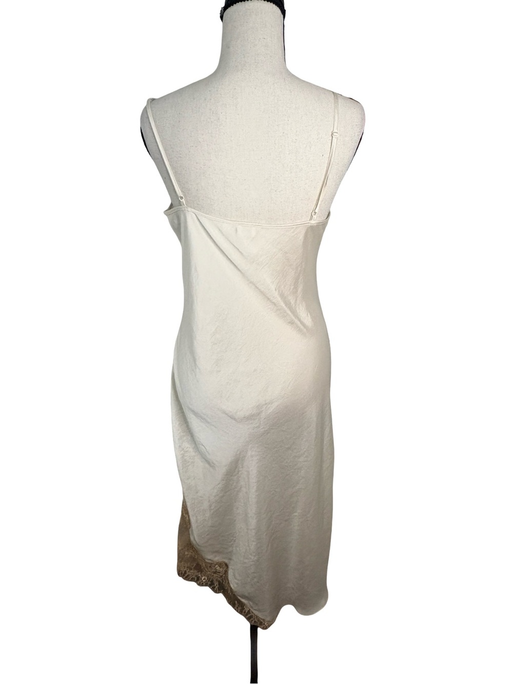 Wilfred Sonnet Satin Lace Trim Slip Midi Dress Light Birch M - Picture 4 of 11